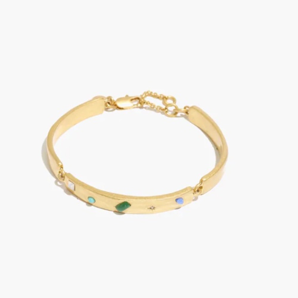 Madewell Wild Cypress Multi Stone Inlaid Archivist Bracelet Gold Tone Gemstone
